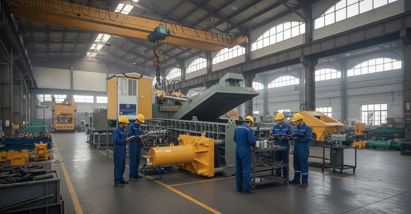 خدمات پس از فروش دستگاه پرس هیدرولیک ضایعات آهن شامل تعمیر، سرویس دورهای و تأمین قطعات یدکی توسط تیم فنی متخصص